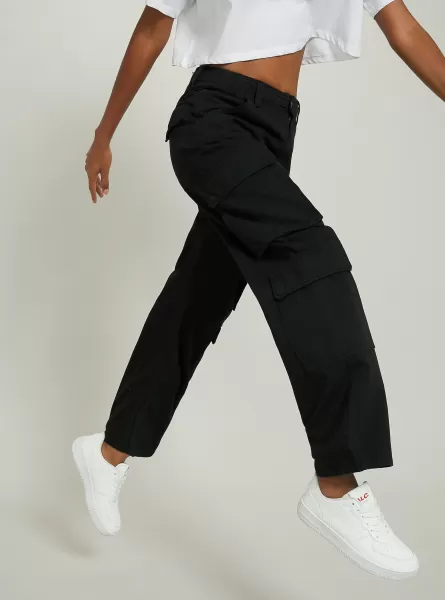 Pantalones Bk1 Black Pantalón De Sarga Multicargo Alcott Mujer