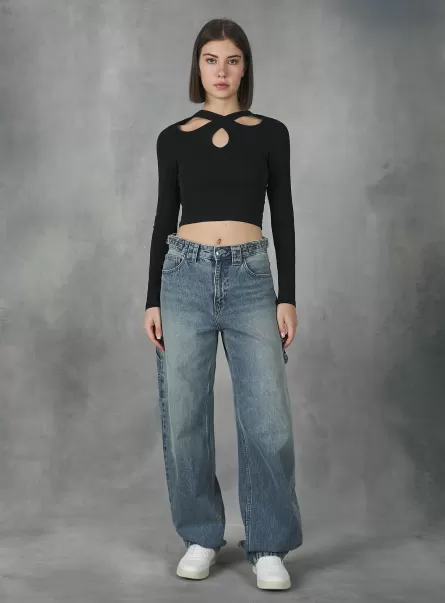 Baggy Fit Carpenter Jeans Jeans D006 Azure Alcott Mujer