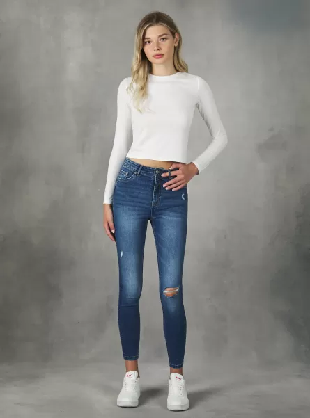 Jeans Mujer Vaqueros Super Skinny De Cintura Alta D003 Medium Blue Alcott