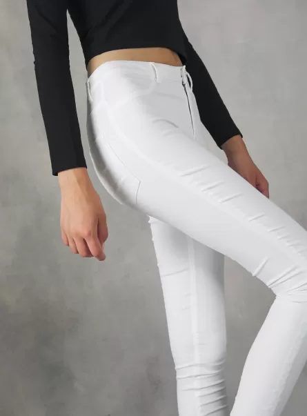 Alcott Vaqueros Super Skinny De Cintura Alta En Denim Elástico D099 White Jeans Mujer