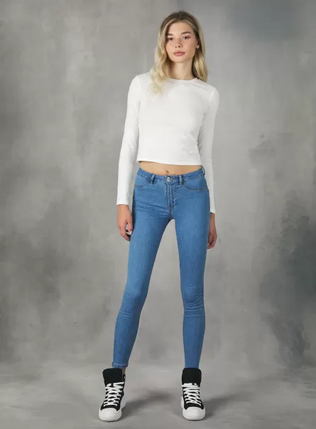 Vaqueros Super Skinny De Cintura Alta En Denim Elástico Alcott D006 Azure Mujer Jeans