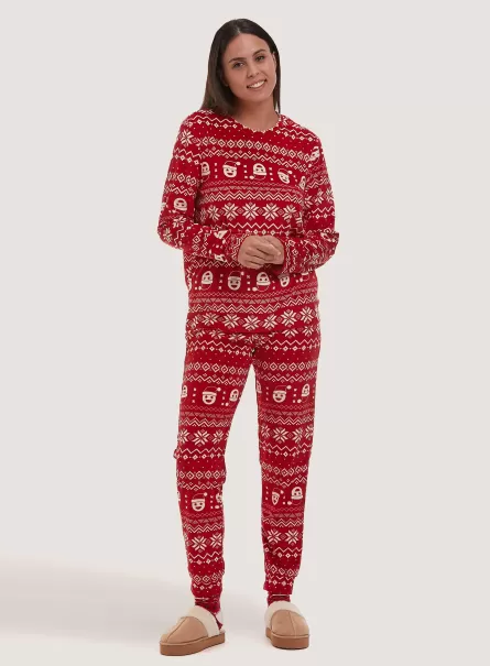 Alcott Colección Familiar De Navidad Pijamas All Over Mujer Rd2 Red Medium Pijamas