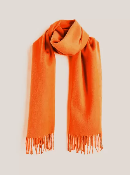 Mujer Bufandas Or2 Orange Med. Bufanda De Color Liso Con Flecos Alcott