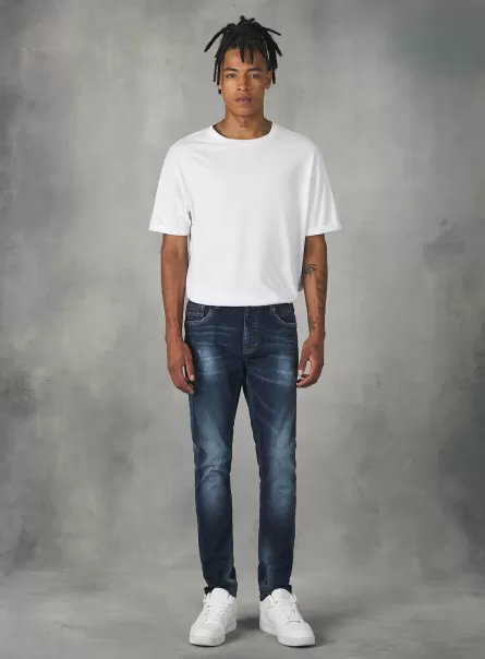 Alcott Jeans Hombre Vaqueros Super Skinny En Denim Elástico D001 Deep Blue
