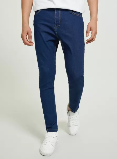 Jeans Hombre Alcott Pantalones Vaqueros Elásticos Super Skinny Fit D002 Medium Dark Blue