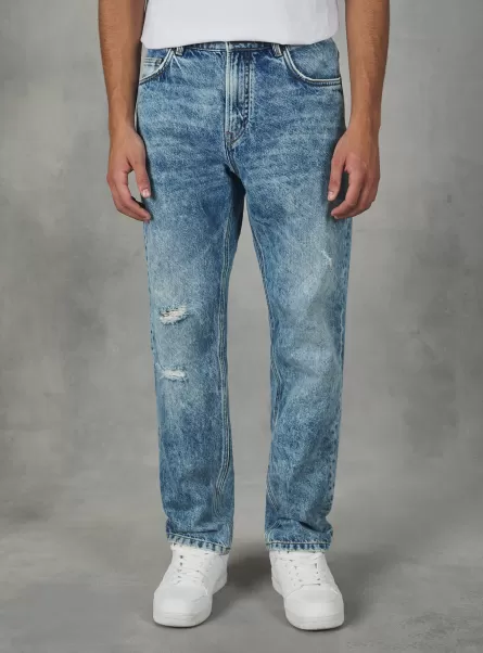 Hombre D003 Medium Blue Vaqueros Rectos De Algodón Alcott Jeans
