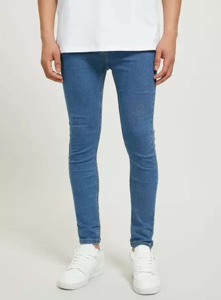 Hombre Pantalones Vaqueros Elásticos Super Skinny Fit Jeans Alcott D003 Medium Blue
