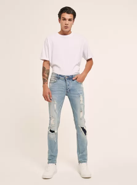 Alcott Hombre Jeans Skinny Fit Con Roturas Jeans Azul