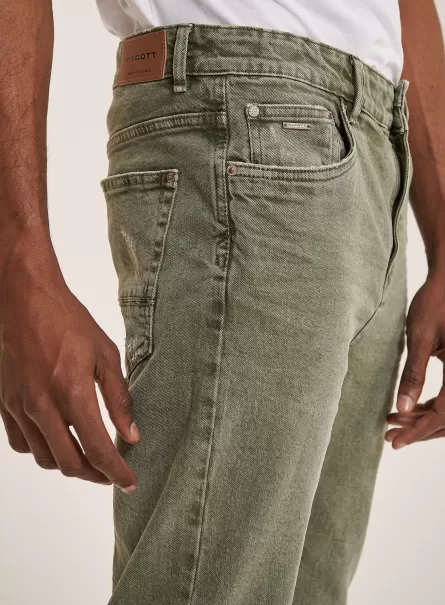 Alcott Jeans Hombre Pantalones De Algodón De Sarga Elástica Caqui