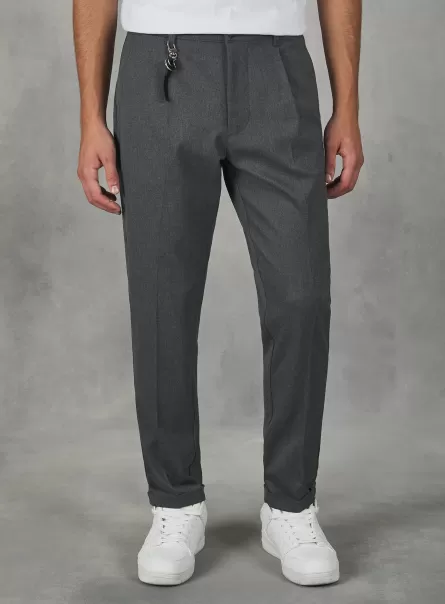 Gy1 Grey Dark Alcott Hombre Pantalones Pantalón Slim Fit Clásico