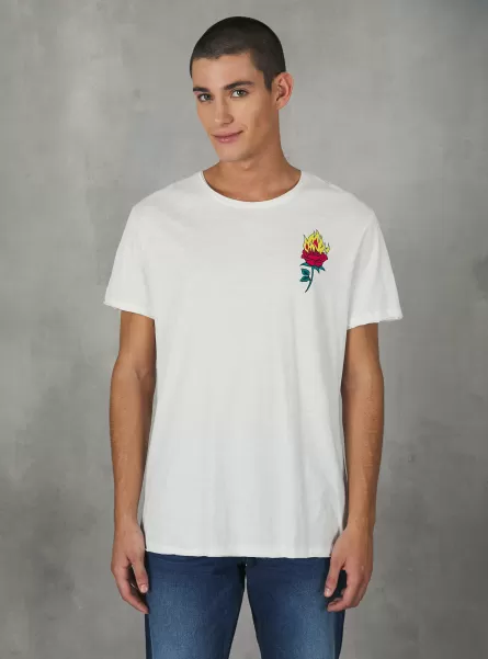 Hombre Camisetas Blanco Alcott Camiseta De Algodón Con Estampado