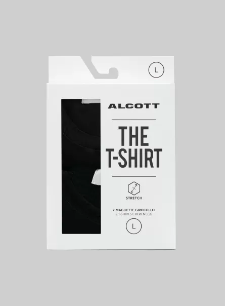 Alcott Hombre Camisetas Lote De 2 Camisetas De Algodón Bk1 Black