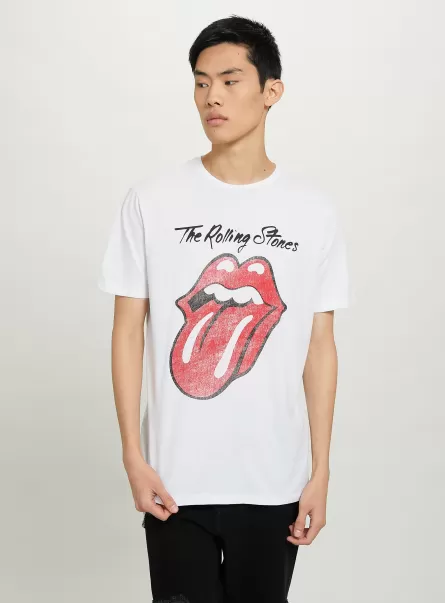 Hombre Wh3 White Camisetas Camiseta Rolling Stones / Alcott