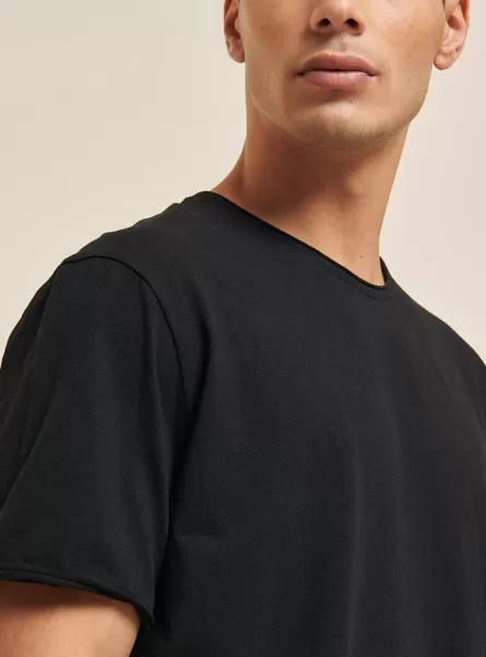 Negro Camisetas Alcott Hombre Camiseta Básica De Algodón Liso