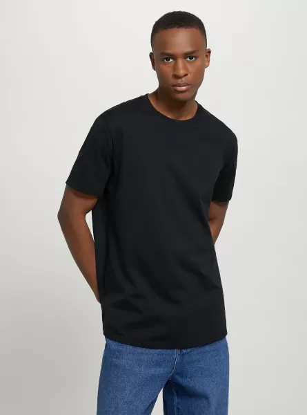 Camiseta De Algodón Con Cuello Redondo Bk1 Black Alcott Hombre Camisetas