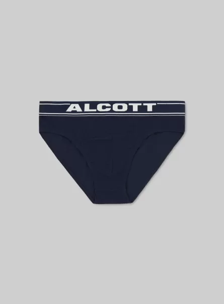 Alcott Hombre Na2 Navy Medium Ropa Interior Slip De Algodón Elástico Con Logotipo