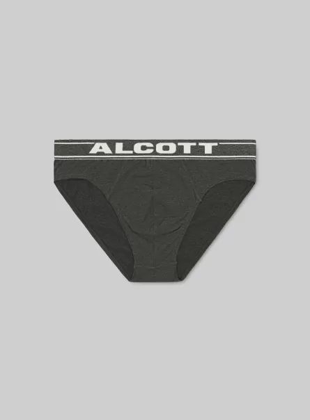 Slip De Algodón Elástico Con Logotipo Mgy1 Grey Mel Dark Alcott Ropa Interior Hombre