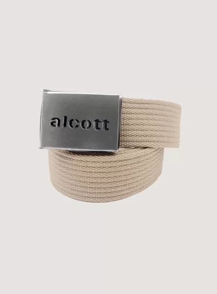 Cinturón Trenzado Con Logotipo Cinturones Alcott Hombre Cr2 Cream Medium