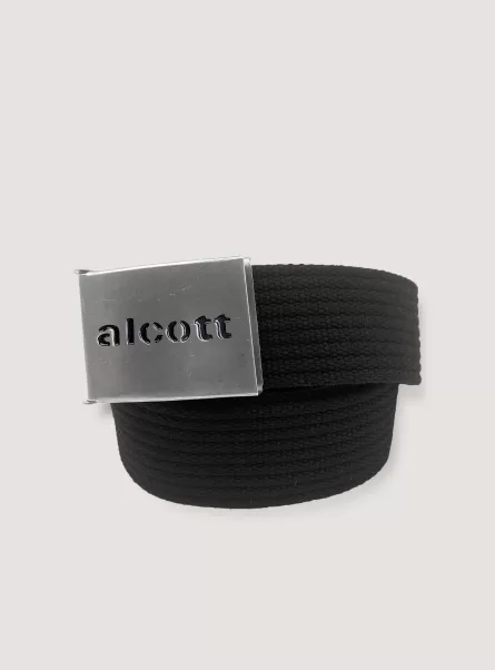Cinturón Trenzado Con Logotipo Bk1 Black Cinturones Alcott Hombre