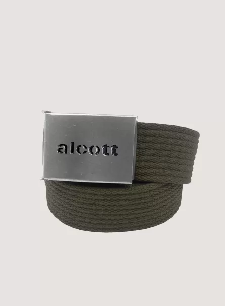 Hombre Cinturones Alcott Ky2 Kaky Medium Cinturón Trenzado Con Logotipo